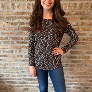 Black and white leather detailed sweater